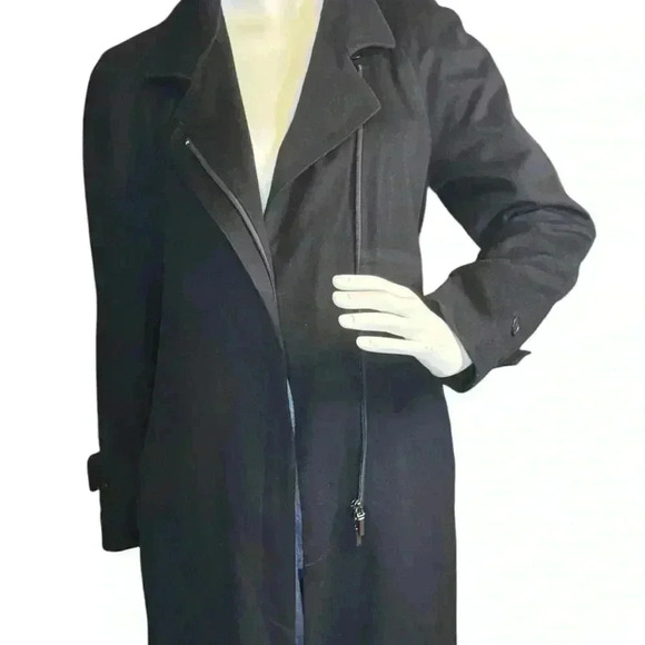 Vintage Armani Collezioni Black Poly Techno Lightweight Belted Trench Coat. - Picture 8 of 15